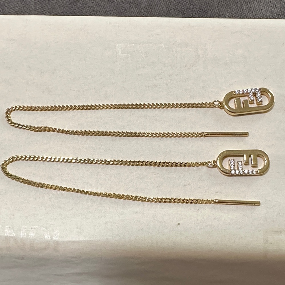 Authentic Fendi Olock Chain Earrings